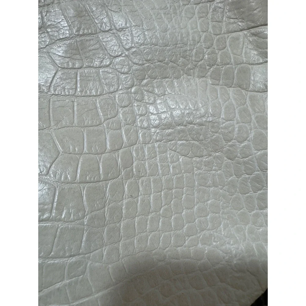 Falor Le Borse Hobo Bag Cream Croc Like Leather  Braided Strap Made in Italy